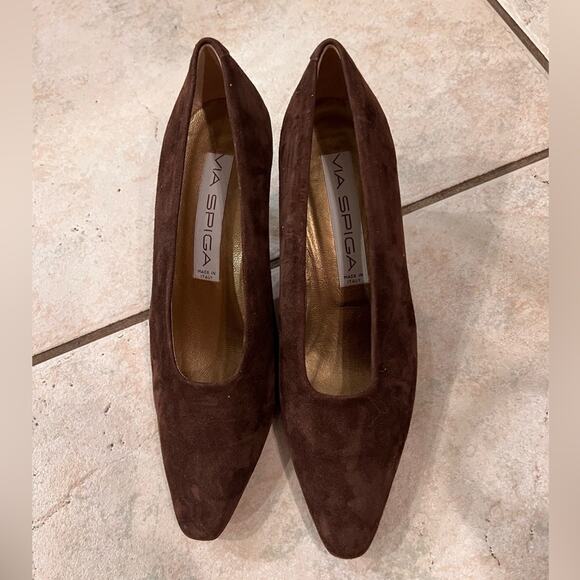 Via spiga made in Italy chocolate brown suede pumps size 7.5 - Picture 1 of 9